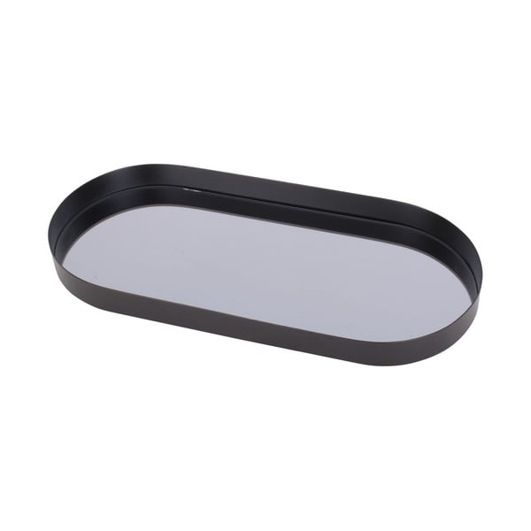 Czarna taca z lustrem dymionym PT LIVING Oval, szer. 18 cm