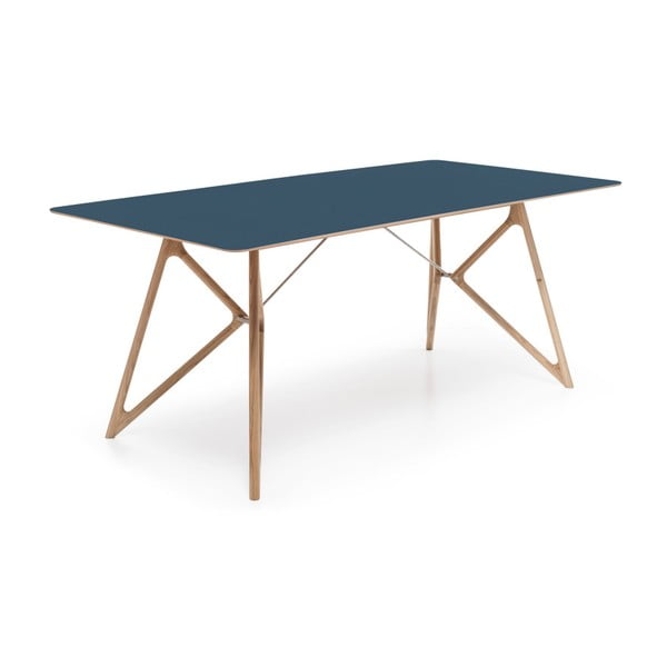 Stół dębowy do jadalni Tink Linoleum Gazzda, 180cm, niebieski
