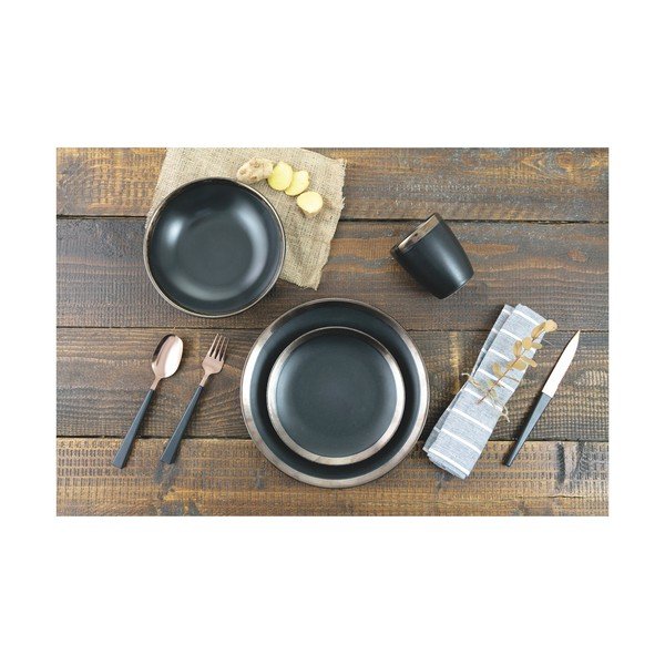 18-częściowy zestaw czarnych naczyń z kamionki Villa d'Este Naima-image-1