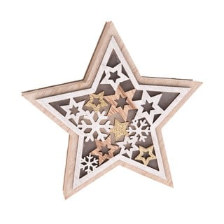 Drewniana gwiazda ze oświetleniem LED Dakls, wys. 15 cm
