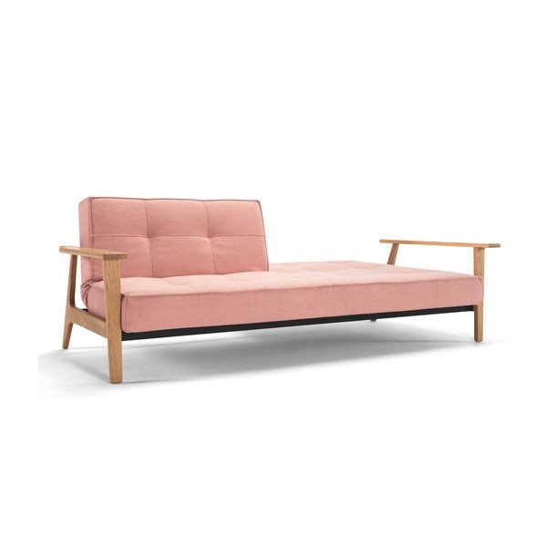 Jasnoróżowa sofa rozkładana z podłokietnikami Innovation Splitback Frej-image-3