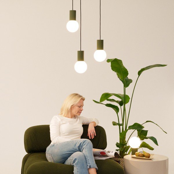 Zielona lampa wisząca z opalowego szkła ø 12 cm Orbital – Sollux-image-1