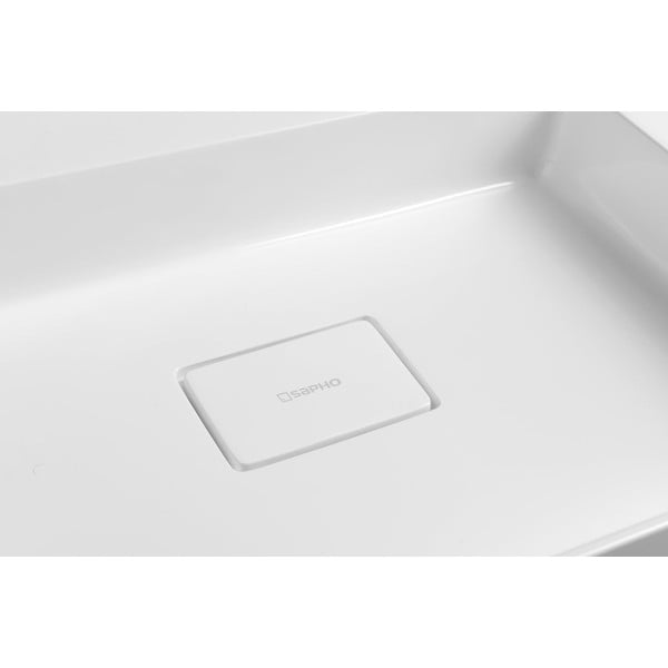 Biała umywalka podwójna z kompozytu mineralnego 96x44 cm Godiva – Sapho-image-4