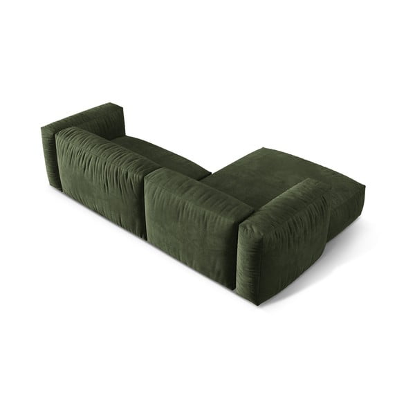 Zielony aksamitny narożnik modułowy (lewostronny/z szezlongiem) Martina – Micadoni -image-3
