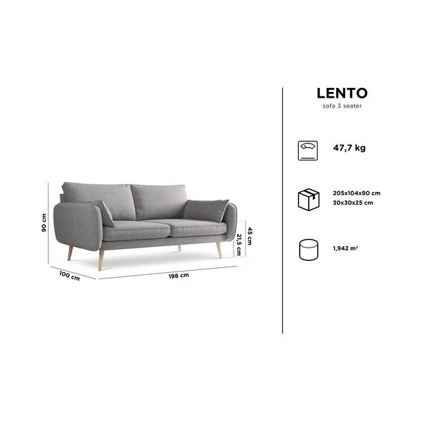 Beżowa sofa Kooko Home Lento, 198 cm-image-4