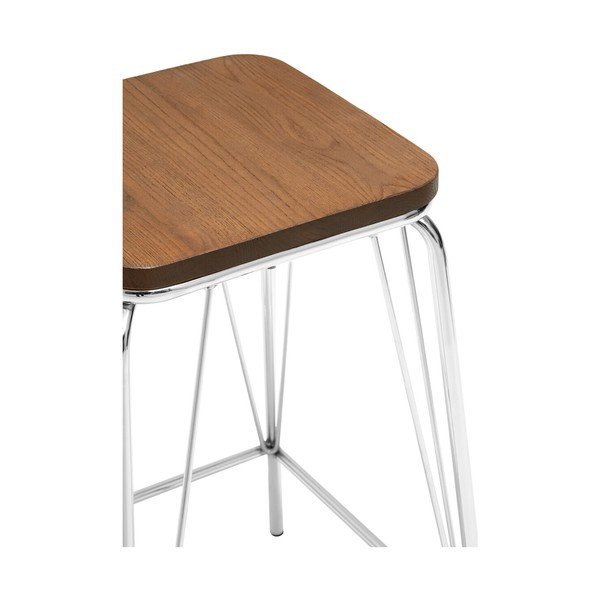 Stołek z litego drewna wiązu w kolorze srebra/w naturalnym kolorze District – Premier Housewares-image-4
