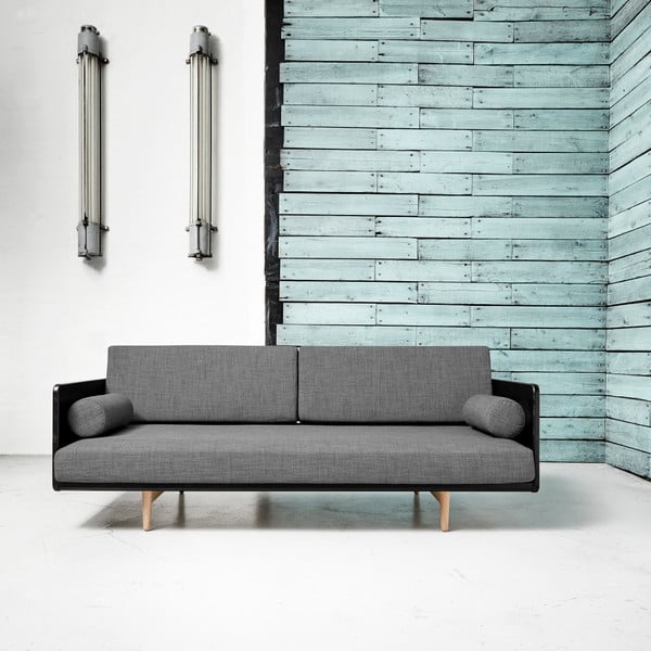 Sofa rozkładana Karup Deva Black/Raw Oak/Granite Grey