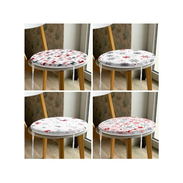 Poduszki na krzesła ze świątecznym motywem zestaw 4 szt. ø 40 cm Snowflakes – Mila Home-image-3