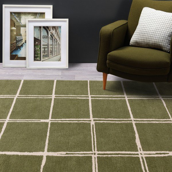 Zielony wełniany dywan tkany ręcznie 160x230 cm – Asiatic Carpets-image-1