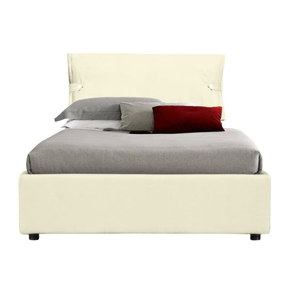 Beżowe łóżko jednoosobowe tapicerowane tkaniną bawełnianą 13Casa Feeling, 90 x 190 cm