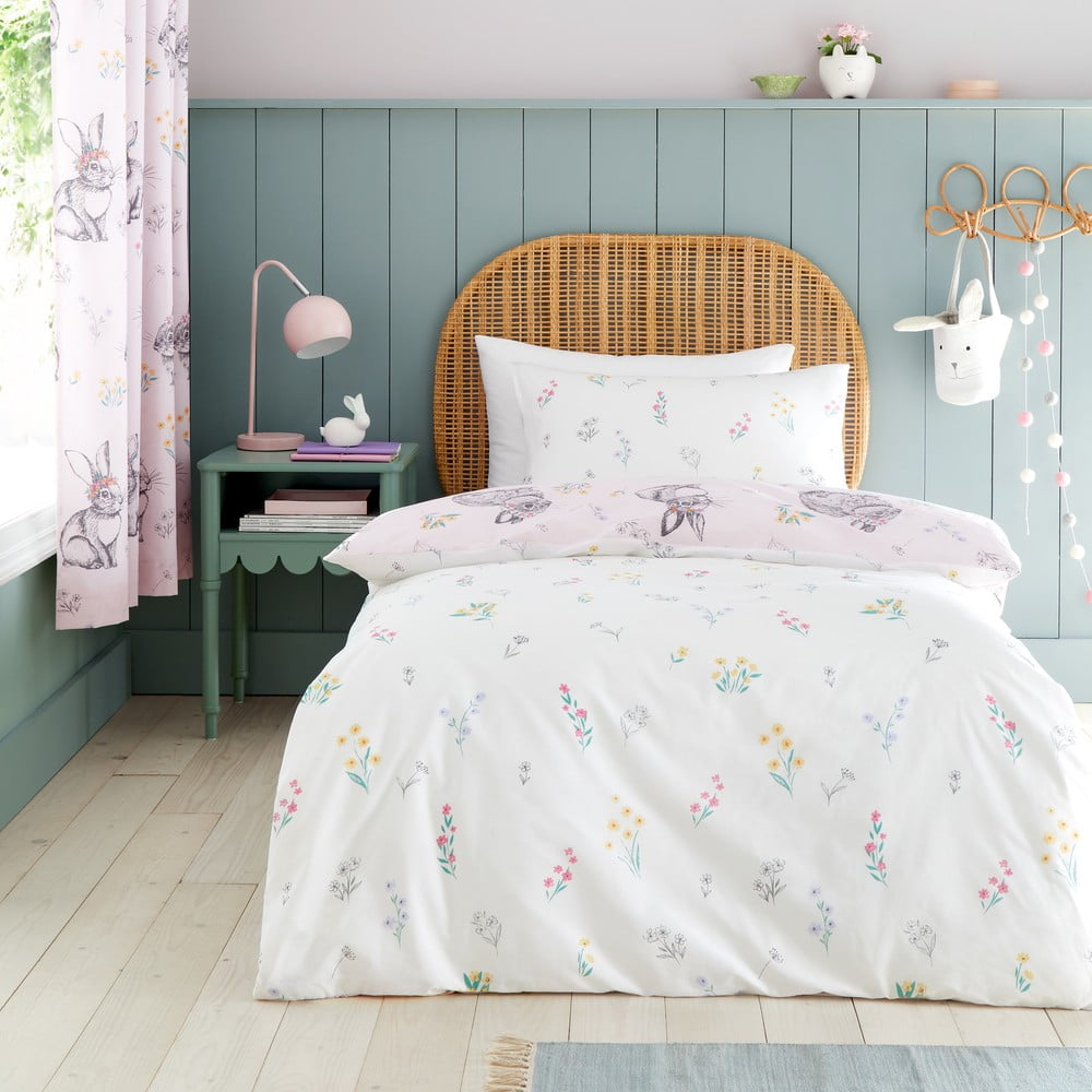 Różowa pościel dziecięca dwuosobowa 200x200 cm Bunny Tails Ditsy Flowers – Catherine Lansfield (zdjęcie 3)