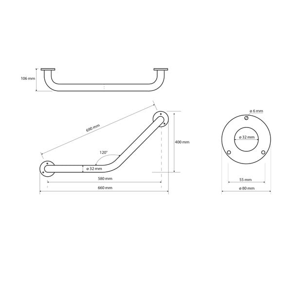 Stalowy uchwyt ścienny do łazienki 66 cm Handicap 120° – Sapho-image-1