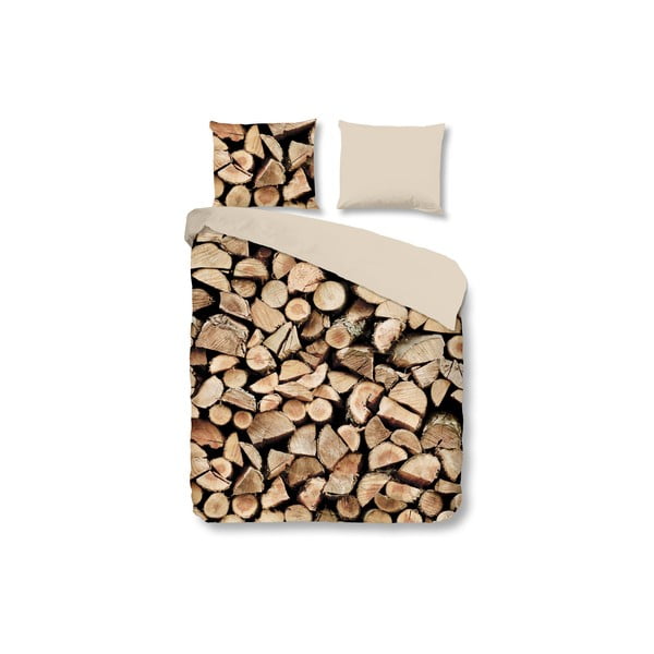 Brązowa pościel Muller Textiel Wood, 240x200 cm
