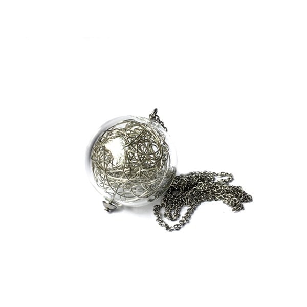 Naszyjnik ze szklanym koralem i elementem w kolorze srebra Ko-ra-le Wired Long