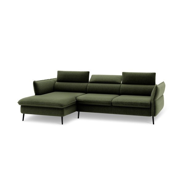 Ciemnozielona 5-osobowa sofa rozkładana ze schowkiem Milo Casa Dario, lewy róg-image-3