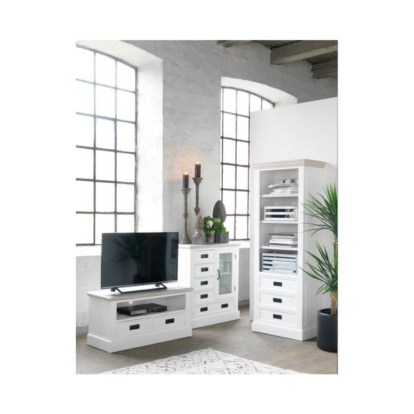 Biblioteczka z drewna paulowni z 3 szufladami Canett Florenzio-image-2