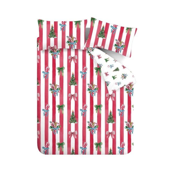 Czerwono-biała pościel dwuosobowa 200x200 cm Christmas Stripe – Catherine Lansfield