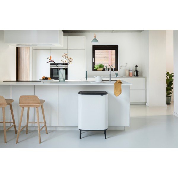 Biały stalowy kosz na śmieci otwierany na dotyk 60 l Bo Touch Bin Hi – Brabantia-image-1