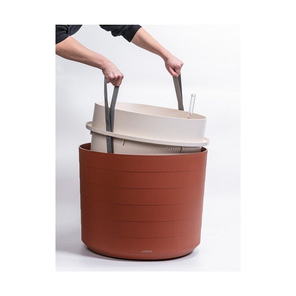 Brązowo-czerwona doniczka z systemem nawadniania Plastia Berberis, ø 55 cm-image-3