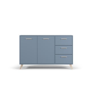 Niebieska niska komoda 140x86 cm Burren – Cosmopolitan Design
