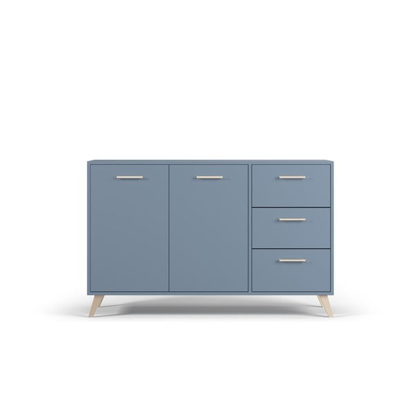 Niebieska niska komoda 140x86 cm Burren – Cosmopolitan Design
