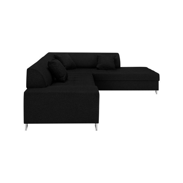 Czarny narożnik z nogami w kolorze srebra Cosmopolitan Design Orlando, prawy róg-image-2