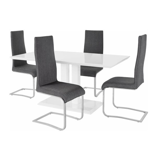 Zestaw stołu i 4 szarych krzeseł Støraa Mai