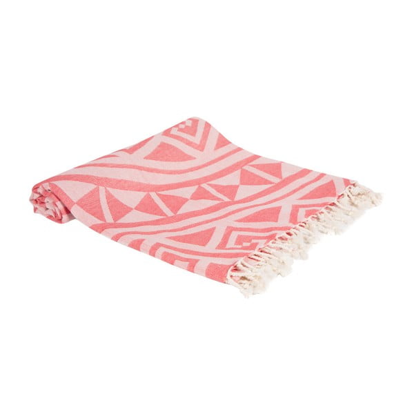 Czerwony ręcznik kąpielowy tkany ręcznie Ivy's Ece, 100x180 cm