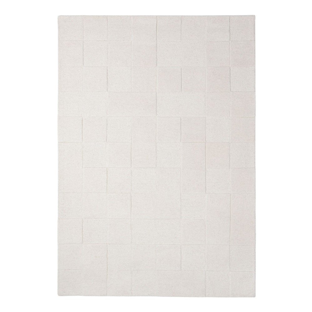 Wełniany dywan tkany ręcznie w kolorze kości słoniowej 200x290 cm Checkerboard – Flair Rugs