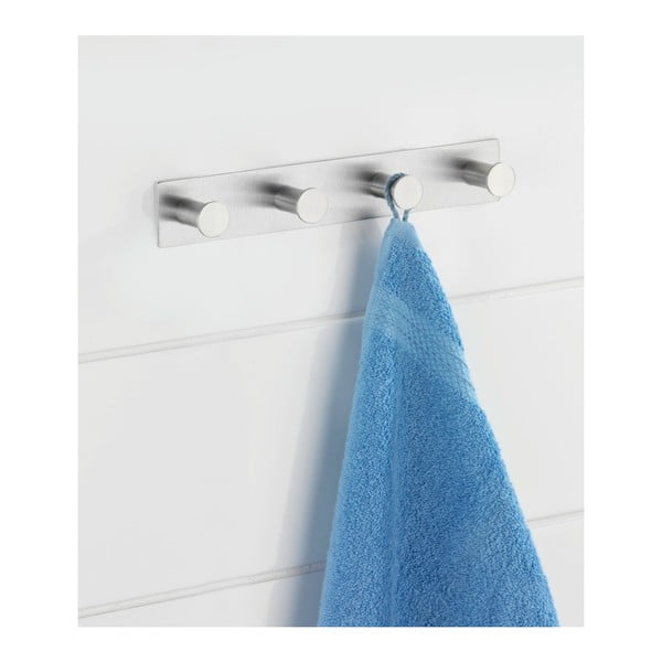 Samoprzylepny wieszak ścienny z 4 haczykami w srebrnej barwie Wenko Celano-image-1