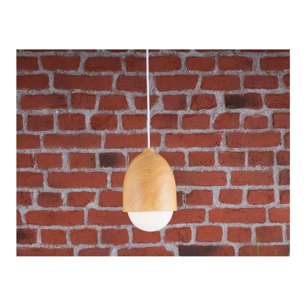 Lampa wisząca z drewnianą nakładką Ceil Narrow, Ø 17 cm