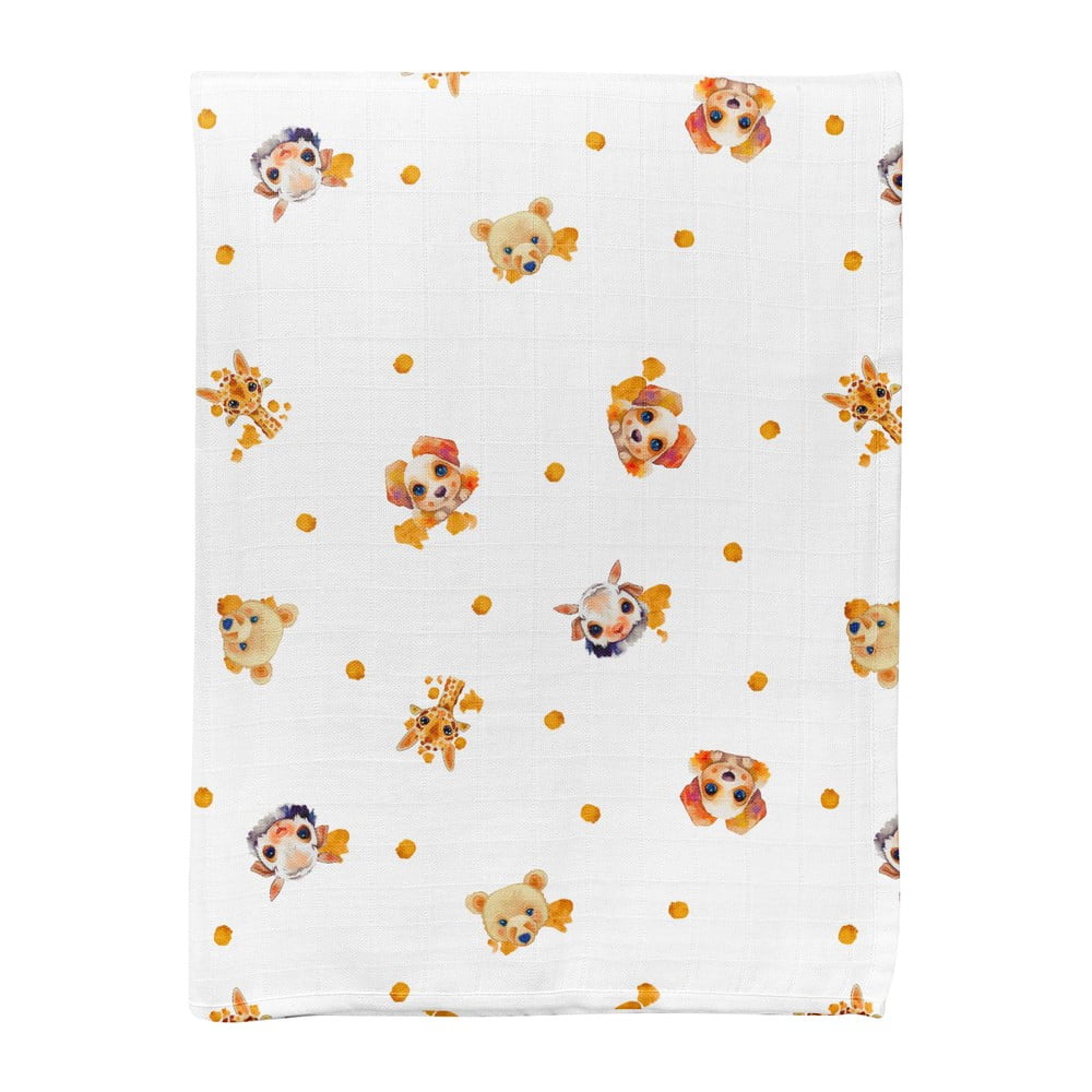 Biały koc dziecięcy muślinowy 75x100 cm Lama – Mijolnir