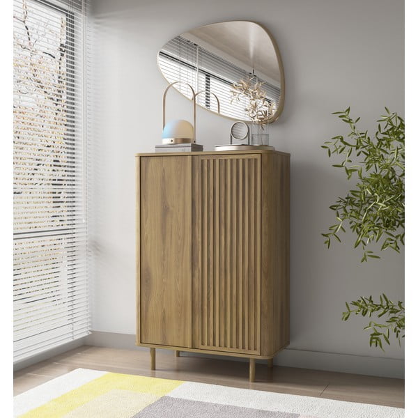 Szafka w dekorze dębu w naturalnym kolorze 86x130x40 cm Salma – Marckeric-image-1