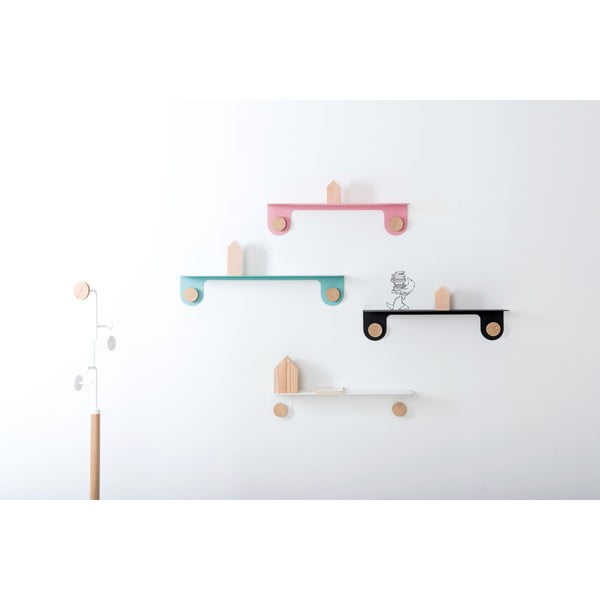 Czarna półka ze stali z detalem z drewna dębowego z 2 haczykami Gazzda Hook, dł. 60 cm-image-3