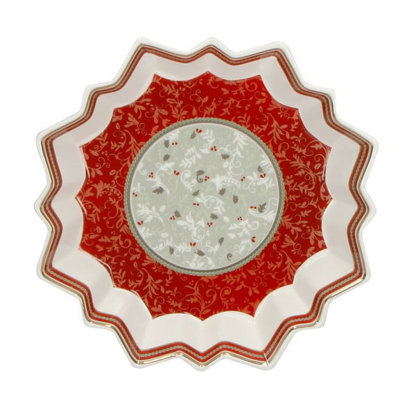 Porcelanowy talerz ze świątecznym motywem Brandani Vassoio Stella Connubio, ⌀ 22 cm