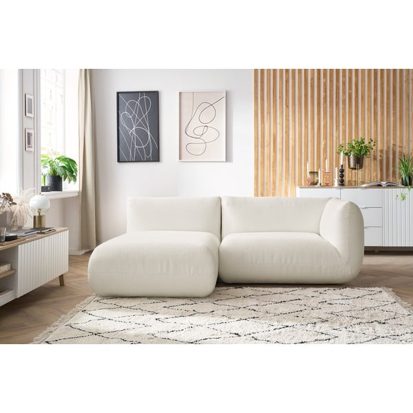 Biały sztruksowy narożnik (lewostronny) Lecomte – Bobochic Paris-image-1