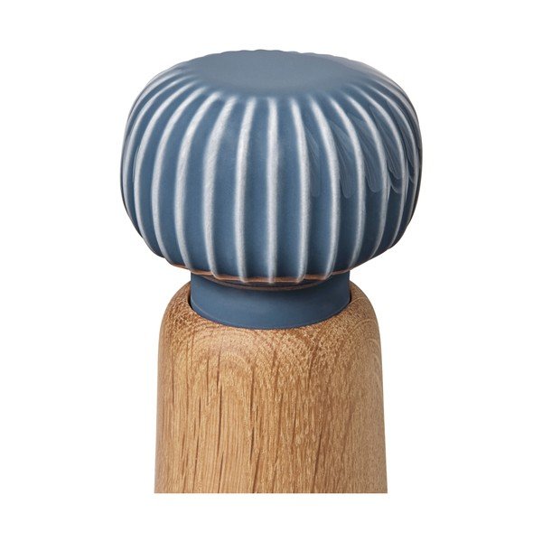 Młynek do przypraw z drewna dębowego z szaroniebieskim porcelanowym detalem Kähler Design Hammershoi, wys. 17,5 cm-image-2