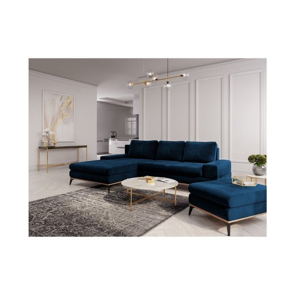 Granatowy puf z aksamitnym obiciem Windsor & Co Sofas Astre-image-3