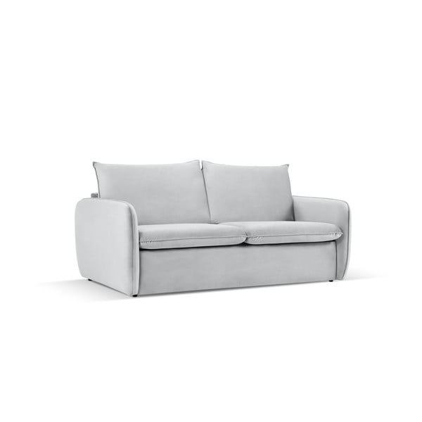 Jasnoszara aksamitna rozkładana sofa 194 cm Vienna – Cosmopolitan Design-image-1
