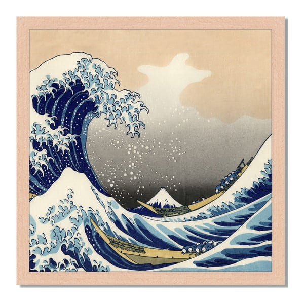 Obraz w ramie Liv Corday Asian Hokusai Wave, 40x40 cm