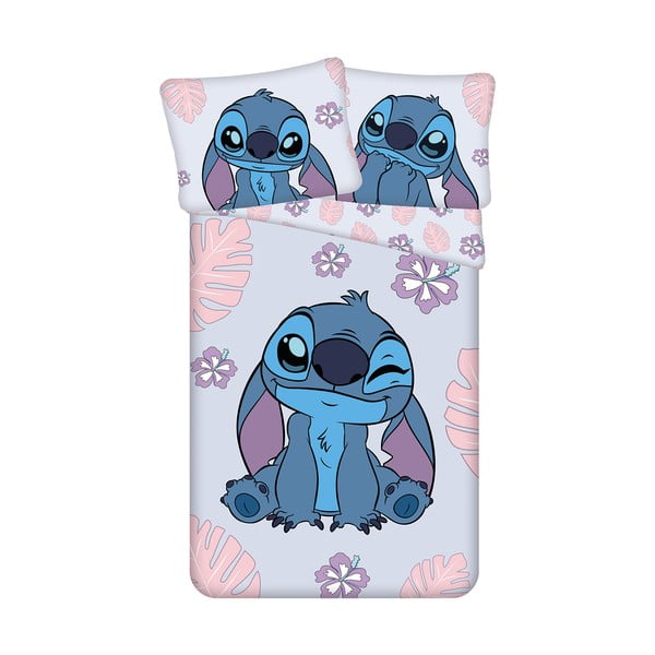 Niebiesko-fioletowa bawełniana pościel dziecięca jednoosobowa 140x200 cm Lilo and Stitch "Cute" – Jerry Fabrics