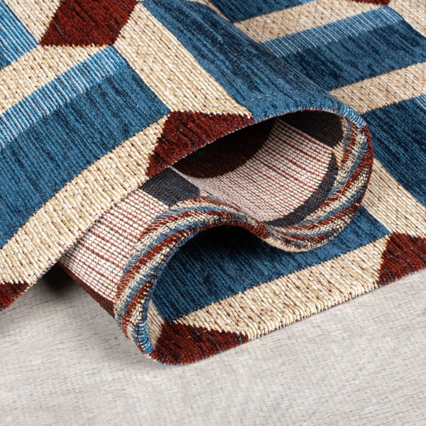 Niebieski chodnik 60x230 cm Lennox Geometric – Flair Rugs-image-2