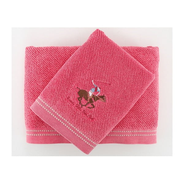 Komplet 2 ręczników BHPC 50x100 + 80x150 cm, różowy