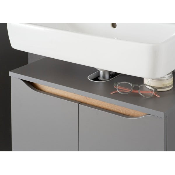 Szara szafka pod umywalkę bez baterii 60x53 cm Set 357 – Pelipal-image-1