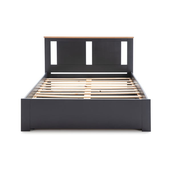 Ciemnoszare łóżko dwuosobowe ze stelażem 140x190 cm Enara – Marckeric-image-2