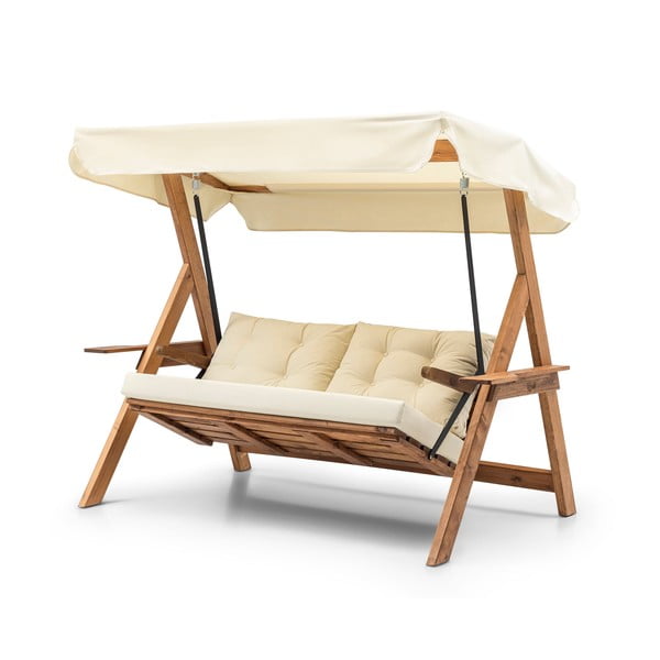 Kremowa drewniana huśtawka ogrodowa Galata – Floriane Garden-image-2