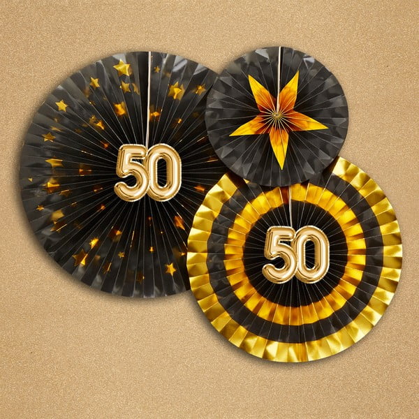 Zestaw 3 dekoracji papierowych Neviti Glitz & Glamour 50 Goldie