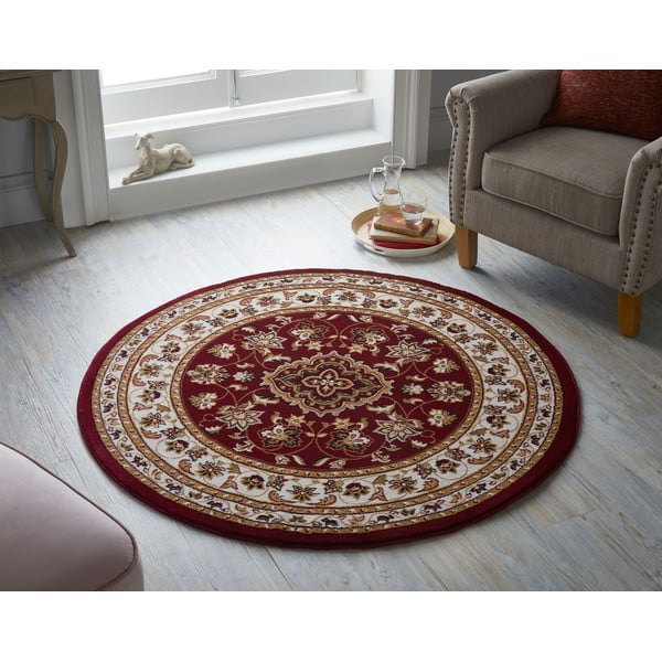 Czerwony okrągły dywan 133x133 cm Sherbone – Flair Rugs-image-1