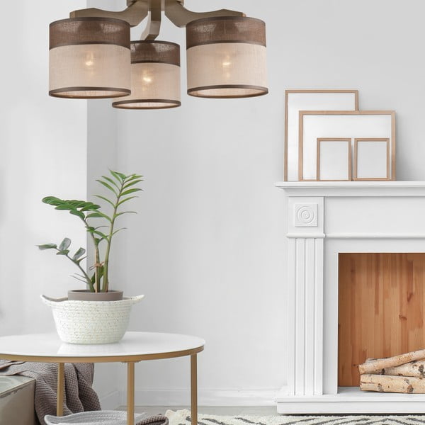 Ciemnobrązowa lampa sufitowa z tekstylnym kloszem ø 16 cm Andrea – LAMKUR-image-2