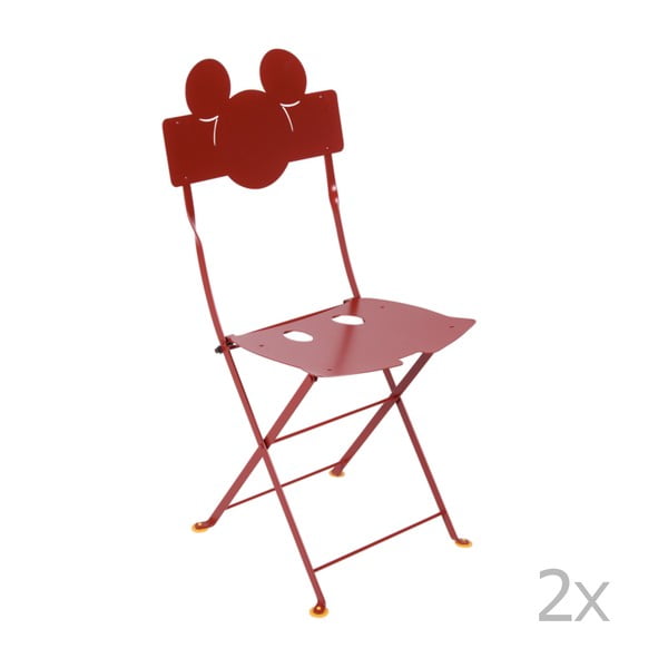 Komplet 2 czerwonych metalowych krzeseł ogrodowych Fermob Bistro Mickey